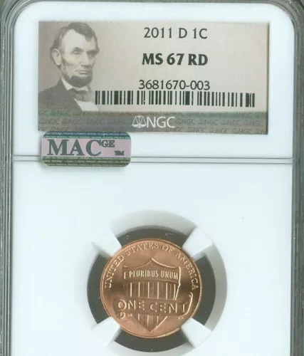 2011-D Lincoln Cent NGC MS67 RD MAC Quality