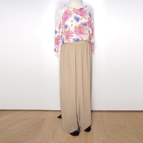 Patrizia Pepe Silk Blouse Red Blue Floral 3/4 Sleeve Lace Round Neck Size M - Picture 2 of 7