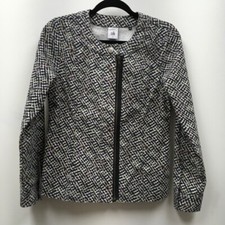 CAbi Womens Cliffside Moto Jacket Multicolor Abstract Asymmetric Zip Stretch S