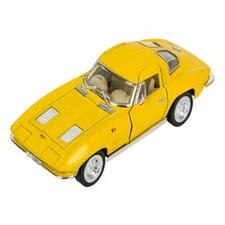RI Novelty - Pull Back Die-Cast Metal Vehicle - 1963 CORVETTE STING RAY (Yellow)