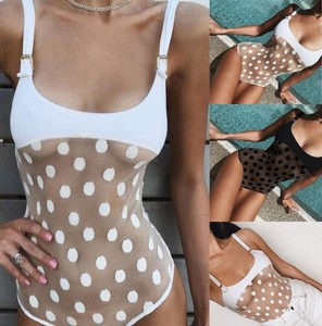 polka dot mesh swimsuit