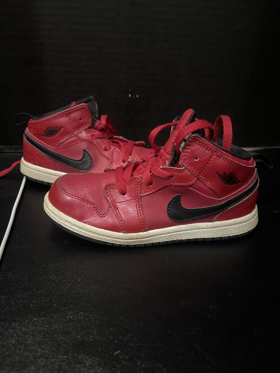 Nike Air Jordan 1 Mid BT Gym Red Black Size 10C Kids 640735 Nike Air Jordan 1 Mid BT Gym Red Black Size 10C Kids 640735