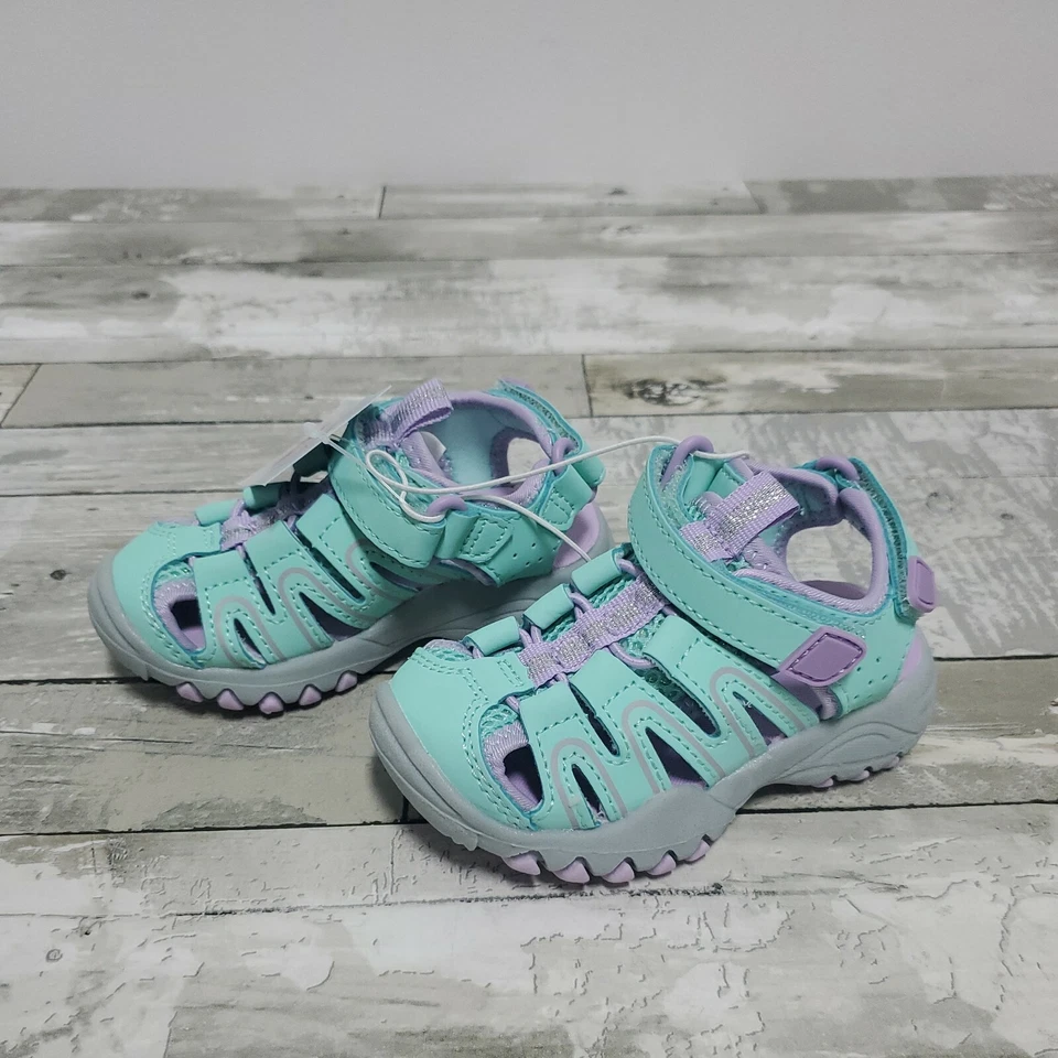 Sandalias de Senderismo Cat & Jack Afton - Turquesa y Púrpura - Zapato Niña Pequeña Talla 5 Foto 3 de 4
