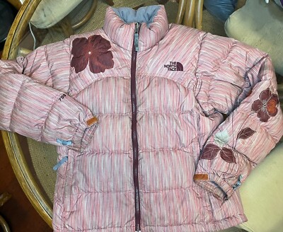 North Face Womens Small Pink Floral 96 Retro Nuptse 700 Down