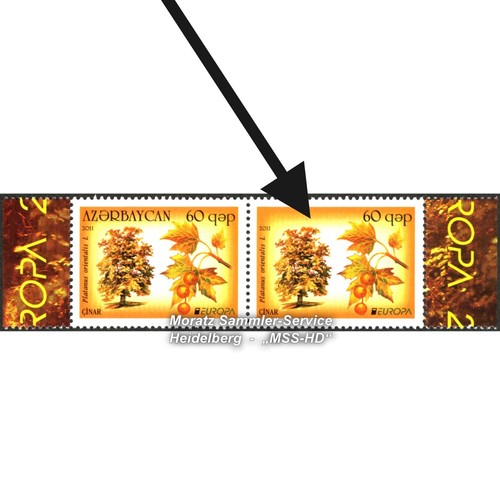 Aserbaidschan Azerbaijan Europa CEPT 2011 FEHLDRUCK oh. Landesname, Michel 841 I - 第 1/2 張圖片