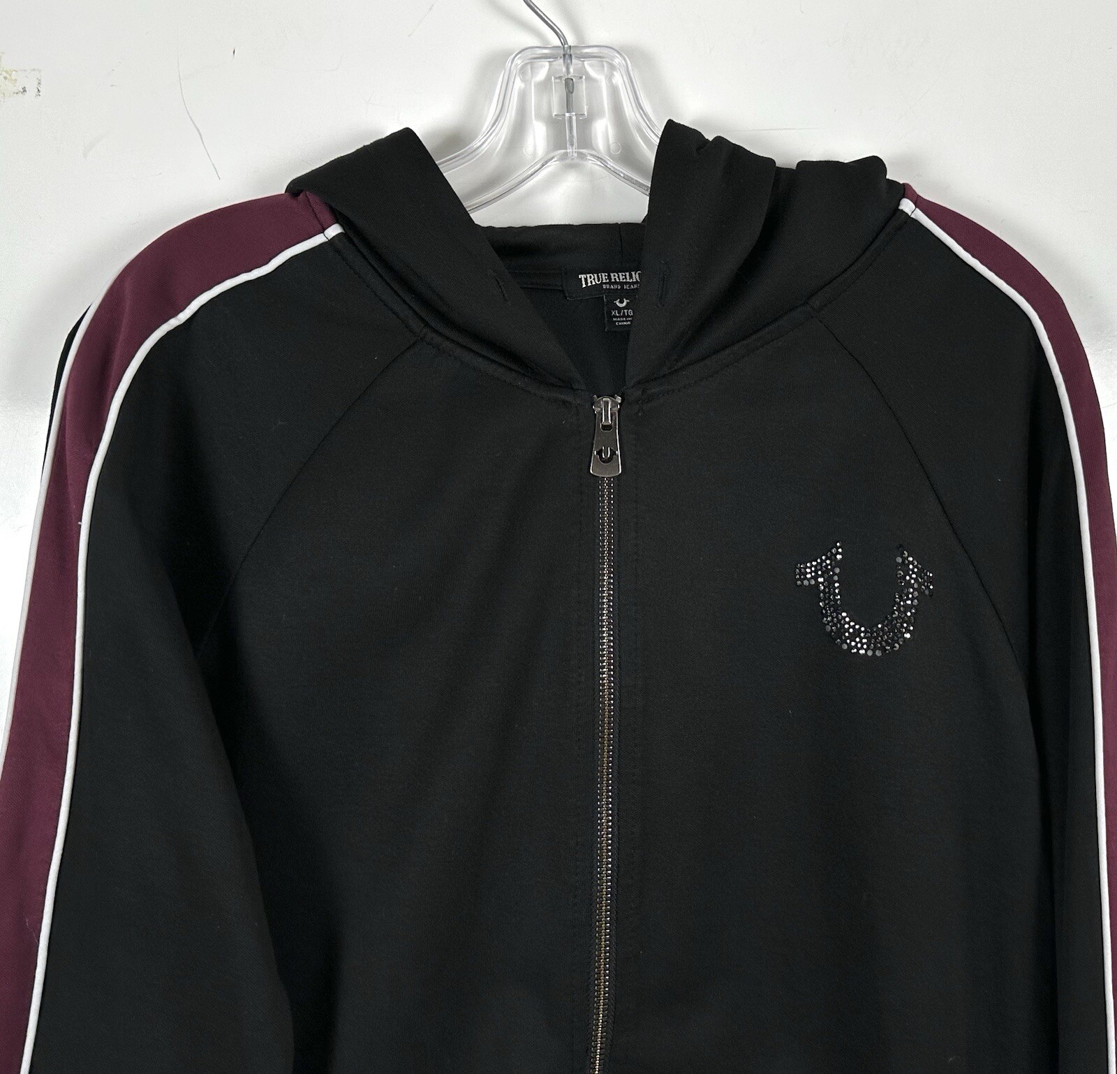 True Religion Woman Studded Black Full Zip Hoodie Jacket Goth XL  thumbnail 10