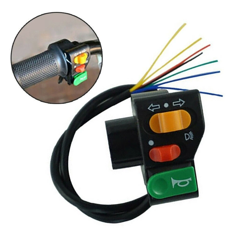 Interruptor de encendido/apagado de faros bocina manillar motocicleta scooter 7/8""  Foto 4 de 4