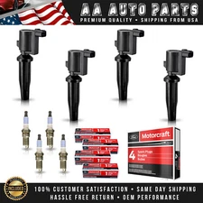 4 Ignition Coils & 4 Motorcraft Iridium Spark Plugs for Ford Fusion C-Max 2.0L