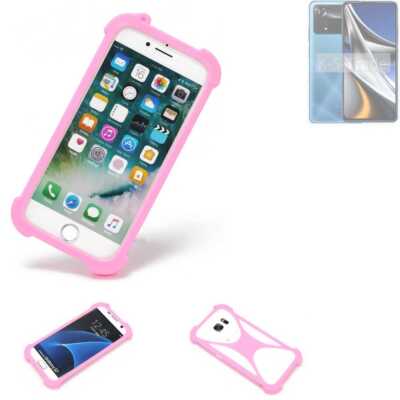 Schutzring für POCO X4 Pro 5G Silikoncase Softcase Bumper Schutz Hülle pink