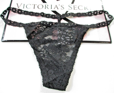 VICTORIA'S SECRET PINK Wink V-String Thong Panty S M L XL Black NWT Lace VS