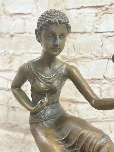 Bronze Art Nouveau Deco Sculpture Pirate Girl w/ Parrot Chiparus Figurine - 第 6/7 張圖片