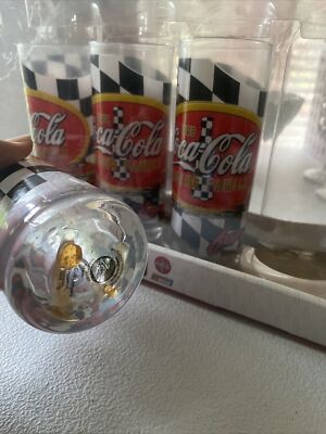 Coca Cola Nascar Racing Family Glass Set Of 4 Checkered  display picture 2
