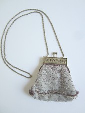 Vintage Cache Silver Beaded Formal Small Evening Purse Crossbody