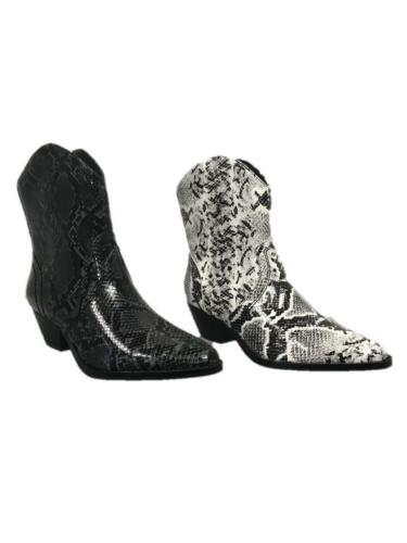 NEW WOMENS LADIES ANKLE COWBOY SNAKE SKIN ZIP UP BOOTS SIZE 3-8