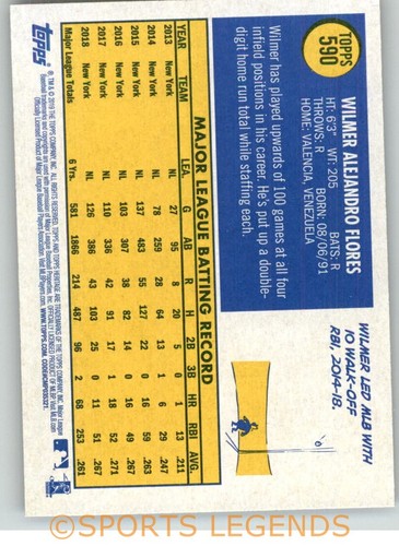 2019 Heritage High Number #590 Wilmer Flores - Picture 2 of 2