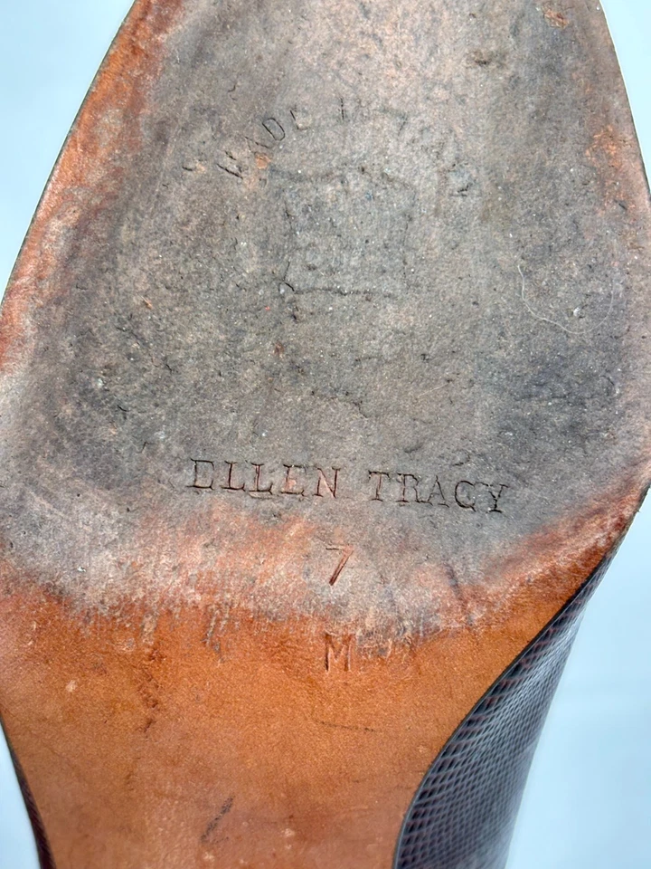 Ellen Tracy сделано в Италии кожи поскользнуться на каблуках 7 коричневый - Изображение 3 из 4