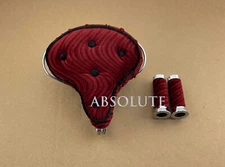 VINTAGE LOWRIDER 10" LONG BEACH CRUISER VELOUR SADDLE IN RED W/ VELOUR GRIPS