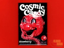 Cosmic Candy Strawberry candy package art 2x3" fridge/locker magnet vintage