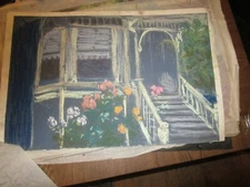 Original Pastel By Peg Humphreys, Victorian Front Porch 20"x 13" 