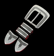 Vintage Chacon 1999 Zia 1  Sterling Silver 4-Piece Belt Buckle Set  Extra Tip