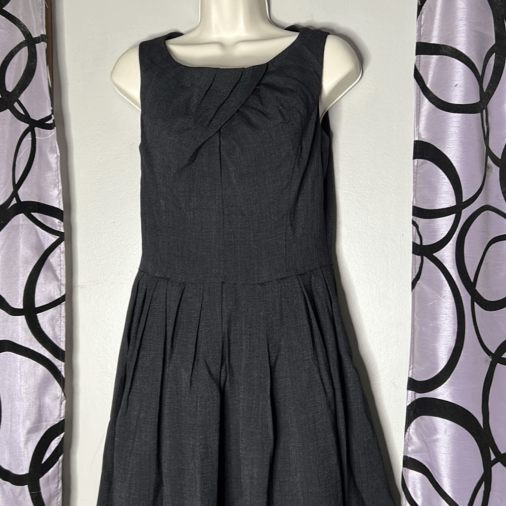 Ellen Tracy, black fit and flare dress, size 8 - image 2