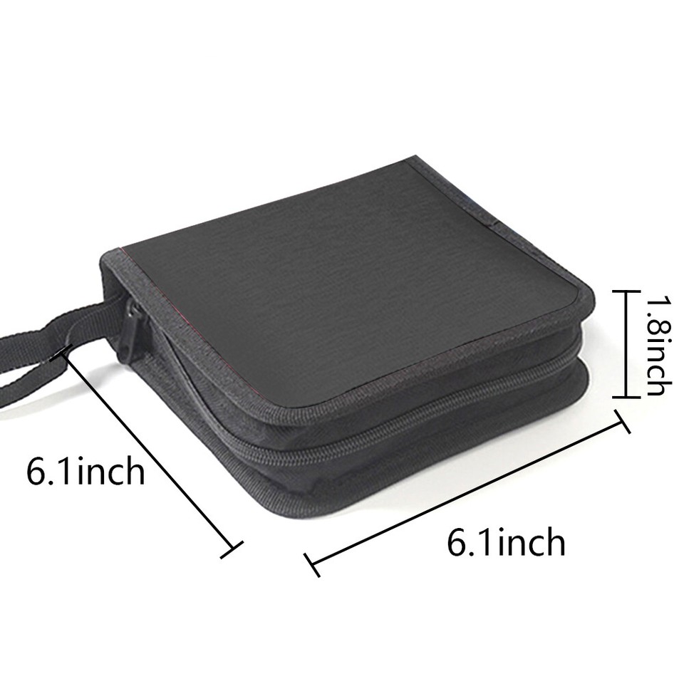 40 Disc DVD CD Storage Bags Dustproof Zipper Album Case Wallet Carrying ...