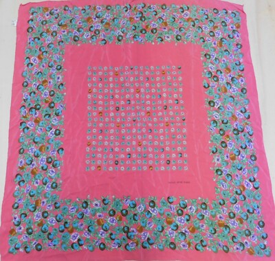 Foulard 100% Reine Seide Silk Soie Vintage Damen (1123) 84cm X 90cm