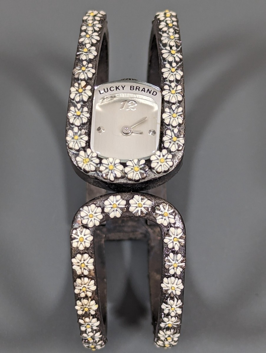 Lucky Brand White Daisy Flower Silver Tone Hinge Bracelet  display picture 1