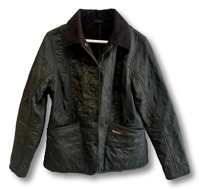 Used Barbour Women's Fleece-Lined Quilted Jacket Dark Olive