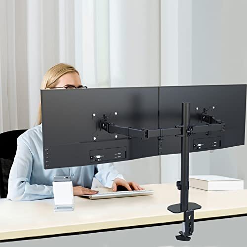 Support Ecran PC 2 Double Moniteur en Acier Renforcé VESA 100 - 2
