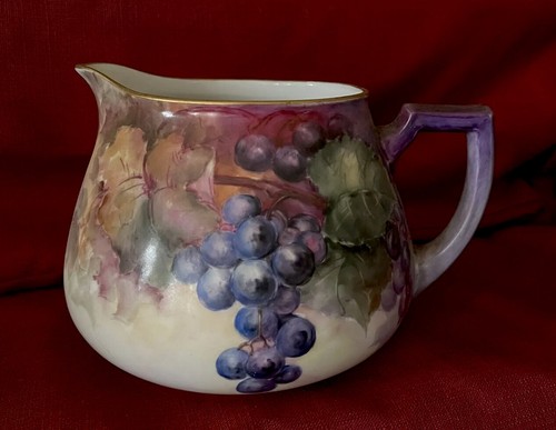 ZS&Co Zeh Scherzer Bavaria HandPainted Grapes Cider Lemonade Pitcher Jug Antique