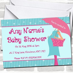 Pregnant Lady And Umbrella Baby Shower Invitations Ebay