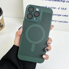 Magnetic Dissipate Heat Holes Phone Case For iPhone 15 Pro Max 14 Plus 13 12 11