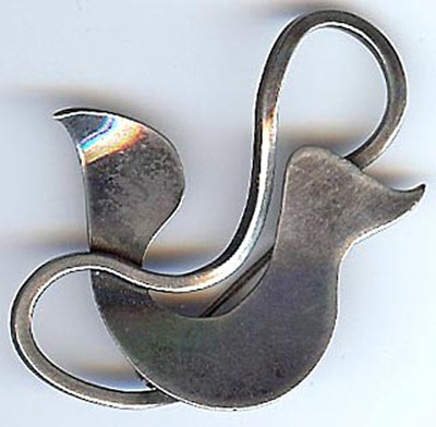 VINTAGE STERLING SILVER MODERNIST STYLIZED BIRD PIN BROOCH | eBay