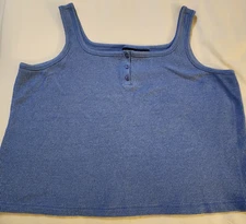 Mix It Mixit Womens Top Size XL Blue Waffle Tank Sleeveless Henley Button Crop