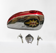 SUITABLE FOR BSA A65 2 Gallon Cherry Chrome Fuel Tank 1968-69 Us Badge Cap Tap