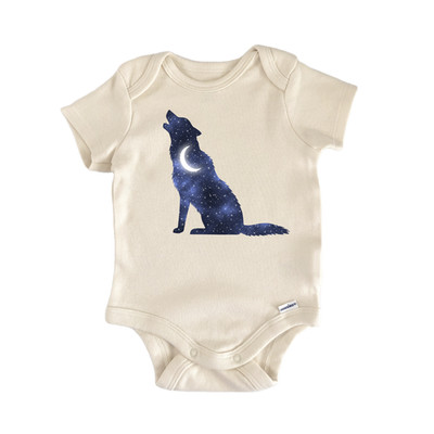 Celestial Wolf Moon Newborn Baby Onesie  Bodysuit