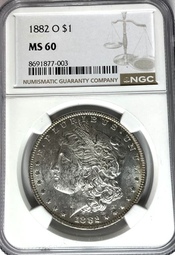 1882 O $1 Morgan Silver One Dollar MS60 New Orleans