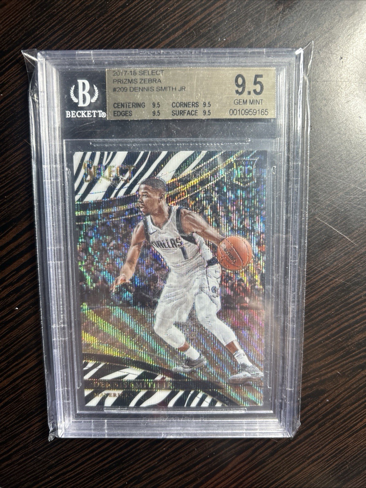 DENNIS SMITH JR. 2017-18 PANINI SELECT COURTSIDE ZEBRA PRIZM ROOKIE BGS 9.5 SSP