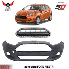 Front Bumper Cover Fascia & Grille Assembly Kit for 2014-2019 Ford Fiesta