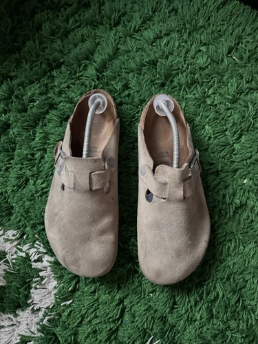 Birkenstock khaki grey beige sole Faux suede Clog Slippers Mules Size Uk 10.5 - Picture 6 of 8