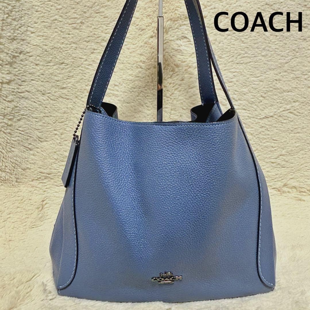 Coach Tote Bag Hadley Hobo 28 Leather Blue in Excellent Condition
