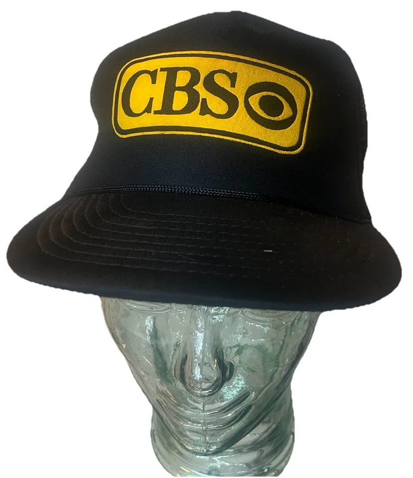 Vintage CBS News Yellow Logo Mesh Trucker Snapback Hat Cap Adjustable - Image 2 of 4