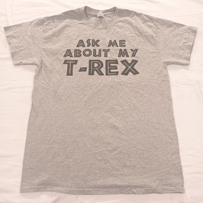#ad Ask Me About My T Rex Graphic T Shirt Mens Medium Grey Dinosaur Novelty Funny $9.99