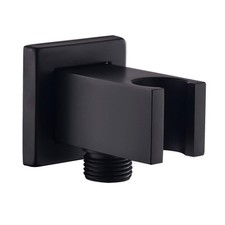 Wall Supply Elbow with Hand Shower Holder, Keymark Brass 1/2 Inch, Black