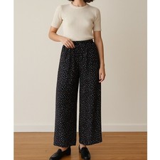 Vintage 90s MAXOU M Wide Leg Palazzo Pants Multicolor Polka Dot Dark Academia