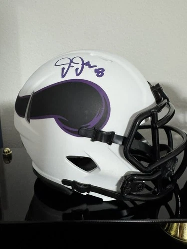 Justin Jefferson Signed Vikings White Lunar Mini Helmet Purple Ink Beckett Auth