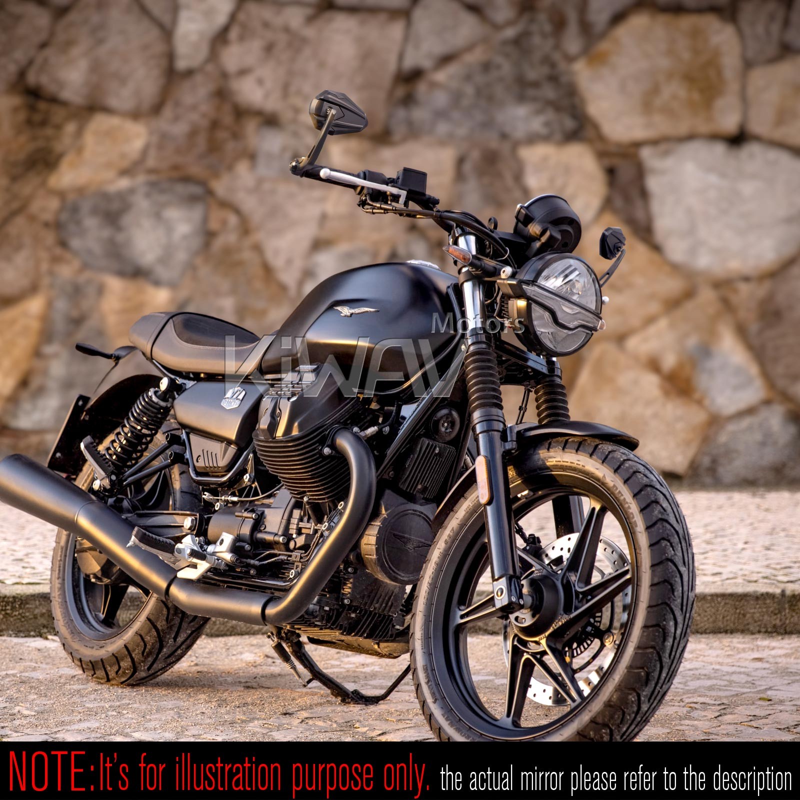 Bar end mirrors 4Rizz black fits Moto Guzzi 05-17 Griso OEM threaded bar