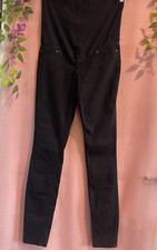 HM Mama Black Maternity Jeans UK 12 14 Medium Over Bump Skinny Jegging Stretch