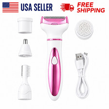 4-in-1 Electric Razor for Women Rechargeable Shaver Grooming Kit USB Pink